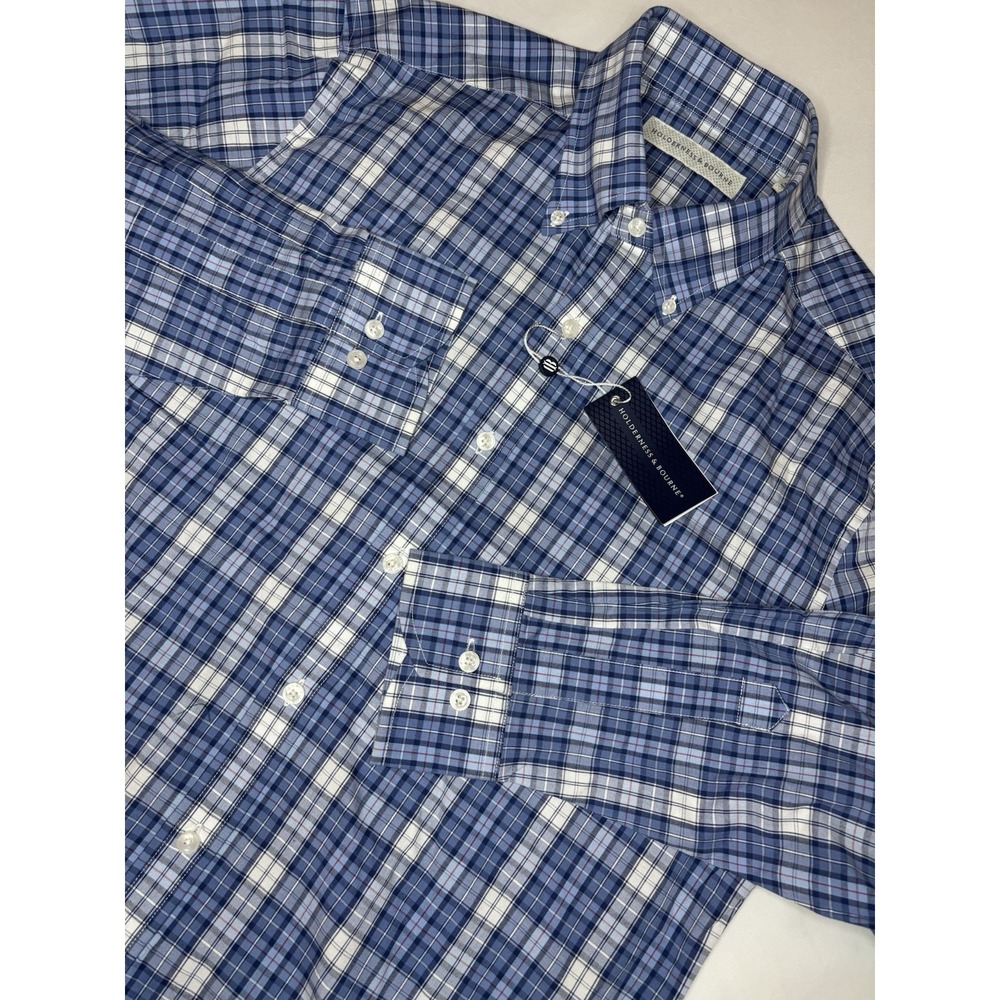 Holderness & Bourne The Andrews Shirt Tailored Fit Stretch Plaid Size Large $168